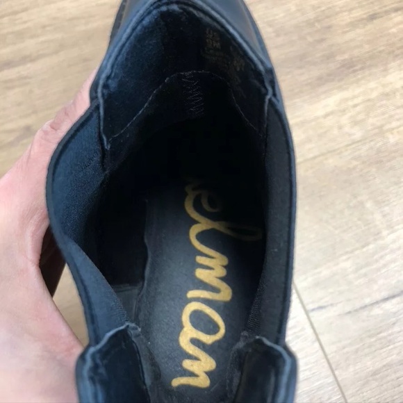 Sam Edelman Daelyn Chelsea Boots Womens 9 Black Leather Chunky Sole - Picture 16 of 17